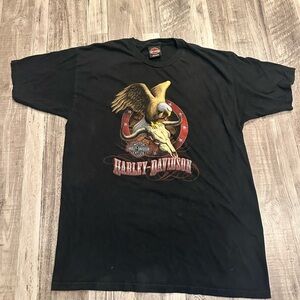 Harley-Davidson Black Tee with Orange Logo Trim